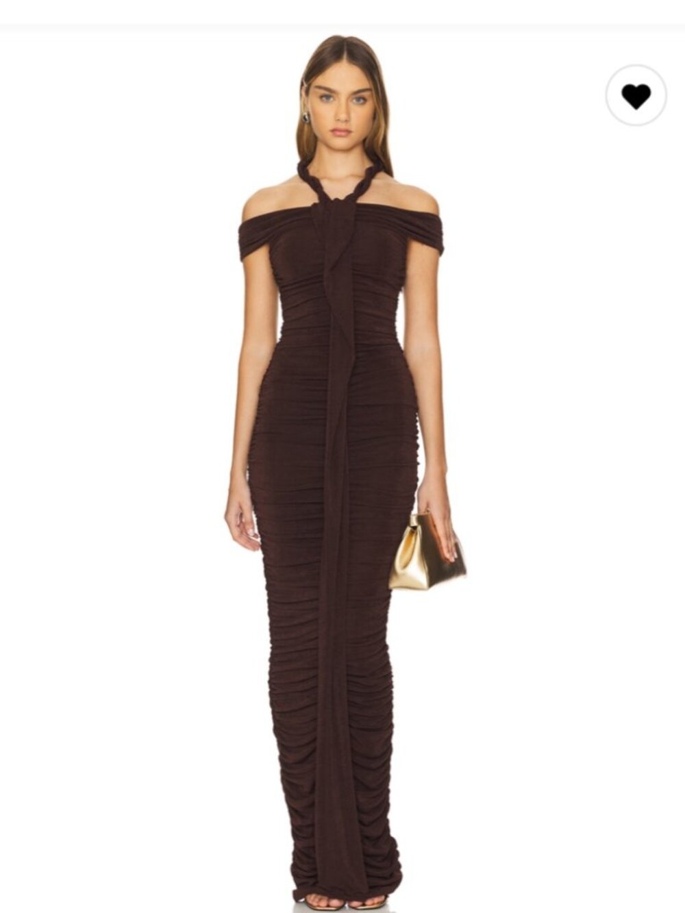 Khanums Textured Slinky Maxi Dress - Brown, XS